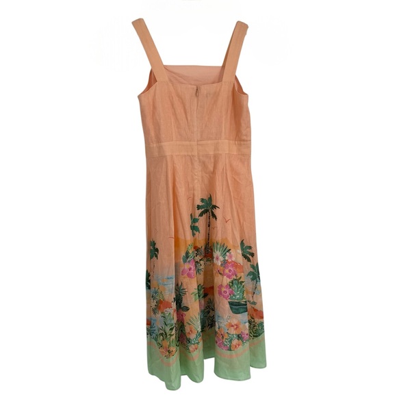 Talbots Sunset Horizon Floral Linen Maxi Dress Womens Size 8P Tropical Peach - Picture 4 of 11